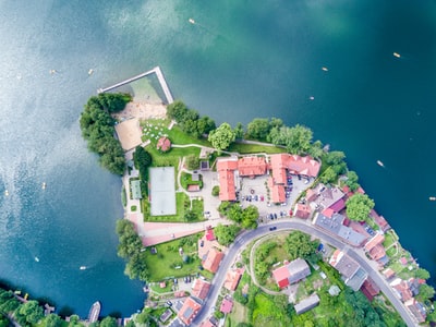 Coastal village of aerial photography
